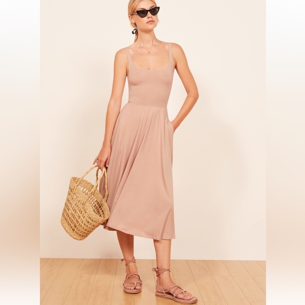 Reformation Rou Midi Dress Blush Size XL - Picture 2 of 8